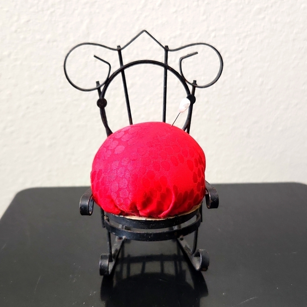 Vintage Mini Metal Rocking Chair Pin Cushion
